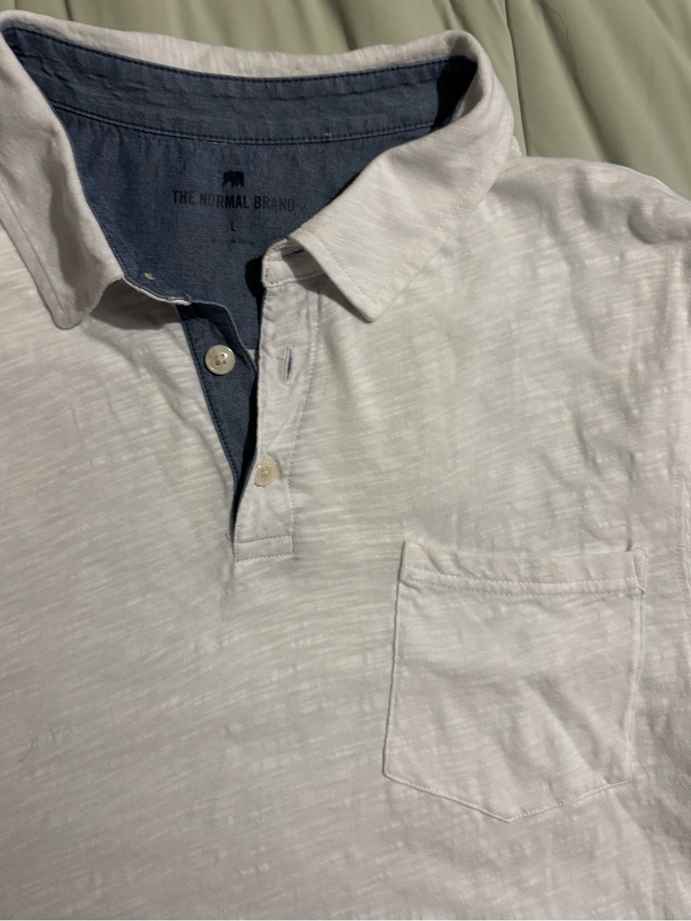 The Normal Brand White Polo with Navy Inner Placket